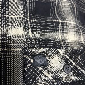 Black and White Plaid Harley Davidson button up shirt.